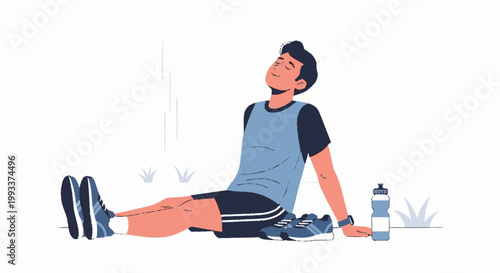 Young man resting after intense workout session.