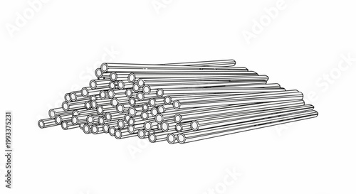 A pile of cylindrical tubes stacked in a haphazard pile