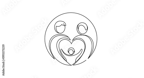 Abstract Family Heart Logo - Love, Unity, and Support Symbol