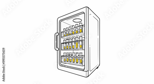 Laboratory equipment incubator with racks holding multiple test tubes filled with yellow liquid