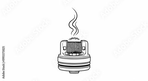 Line art of a vape coil producing smoke
