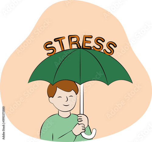 Icône / illustration vectorielle sur la gestion du stress (flat design, couleurs douces et naturelles)