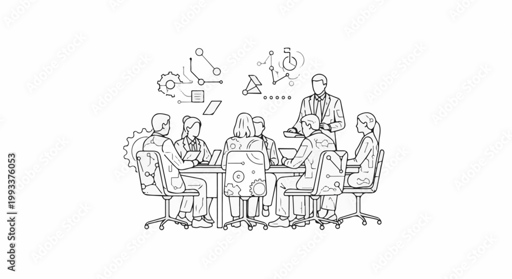 Obraz premium Business meeting with abstract technological elements