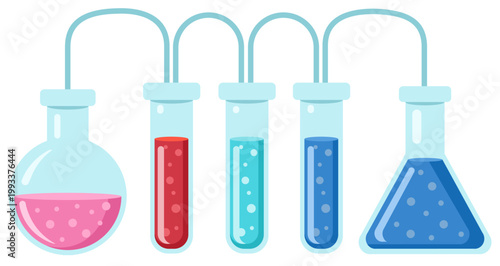Chemical Reaction Experiment. Laboratory Experiment with Liquid