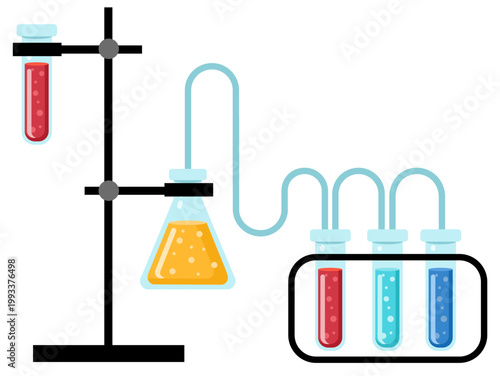 Chemical Reaction Experiment. Laboratory Experiment with Liquid