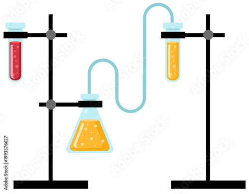 Chemical Reaction Experiment. Laboratory Experiment with Liquid