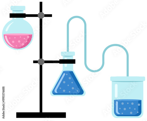 Chemical Reaction Experiment. Laboratory Experiment with Liquid