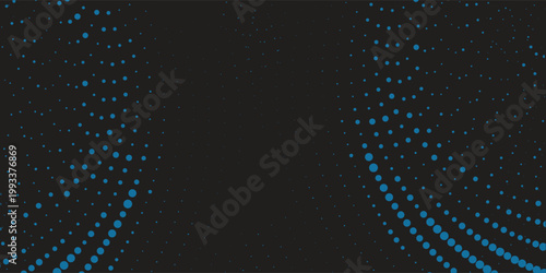 Electric blue dots swirl in a mesmerizing pattern on a dark background