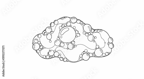 Abstract cluster of interconnected bubbles with varying sizes and fluid outlines