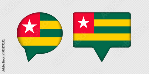 Flag of Togo in speech bubble.