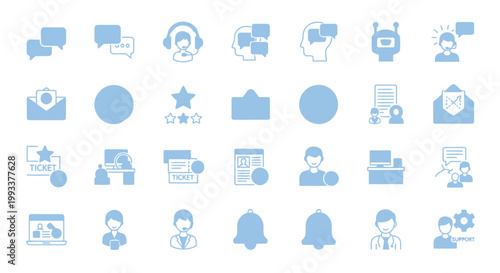 Customer Service Icons Representing Support Communication and Satisfaction