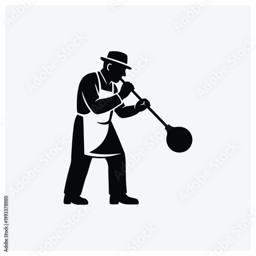 Minimal silhouette illustration of a fisherman casting a fishing line and catching fish