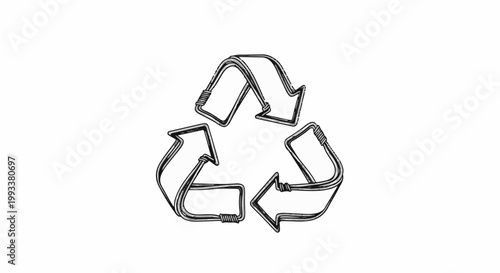 Hand-drawn, sketchy depiction of the universal recycling symbol