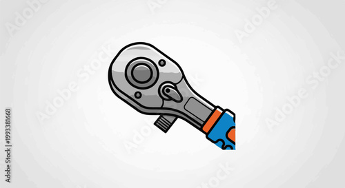 Cartoon ratchet tool with blue and orange handle
