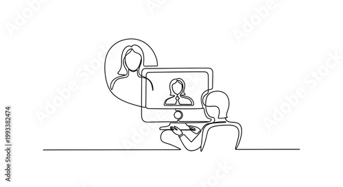 Online meeting, video call, remote work, teamwork, communication, people connecting via computer