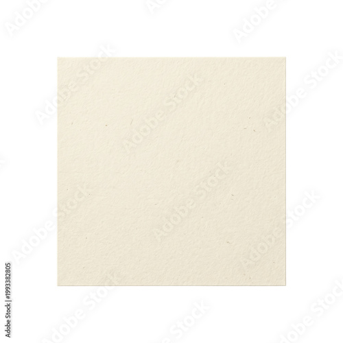 Quadro su tela Square piece of textured cream paper on transparent background