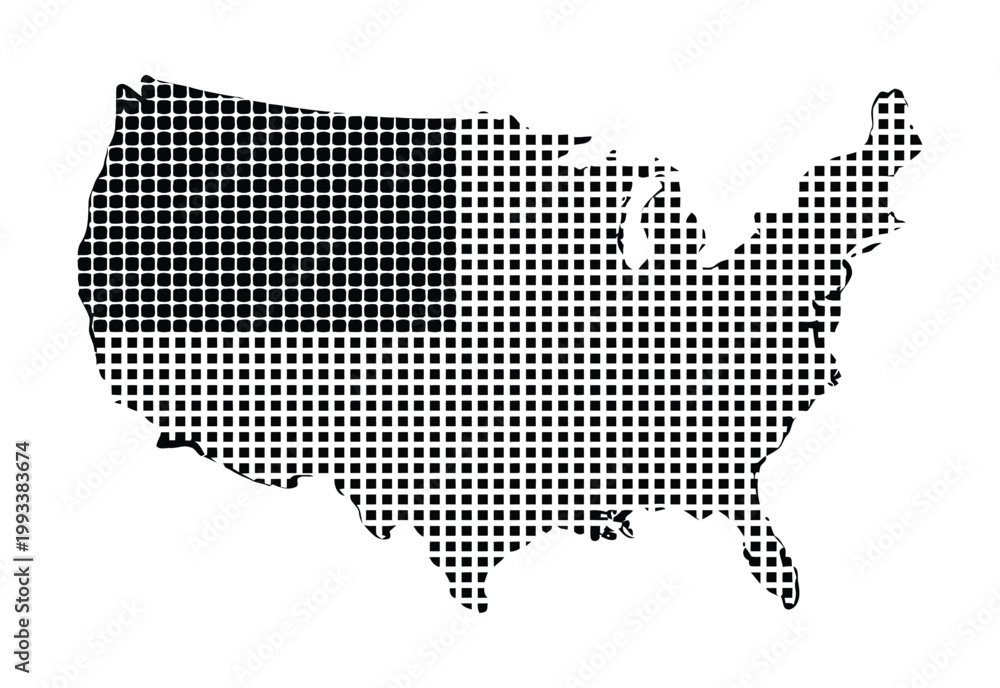 Fototapeta premium United States Map with Halftone Dot Pattern for Abstract Background and Infographic Design