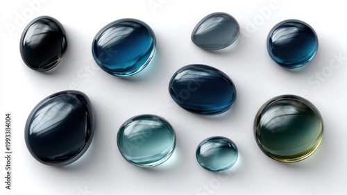Glass spheres collection collection of luminous glass spheres in captivating blue and green hues objects of art