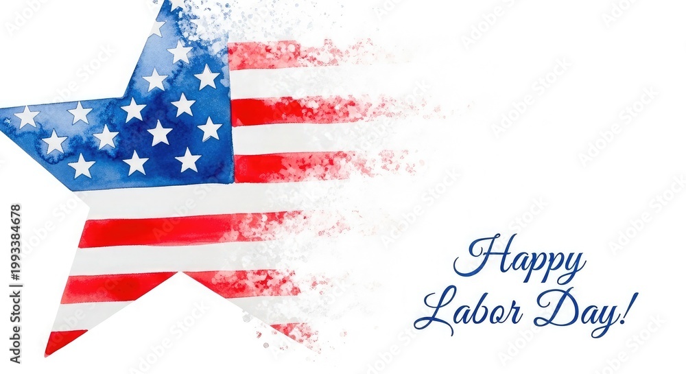 Fototapeta premium Celebrating flag day patriotic american stars and stripes with 'happy labor day ' greeting