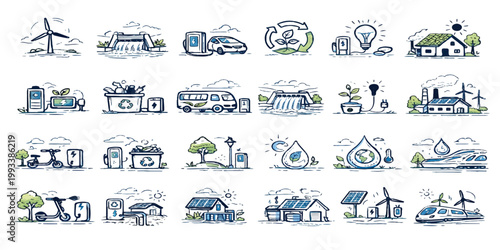 Set of people and transportation vector icons featuring a black silhouette design of cars, trucks, buses, and taxis for auto traffic signs