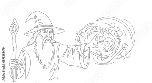 Wizard with magic staff and crystal.