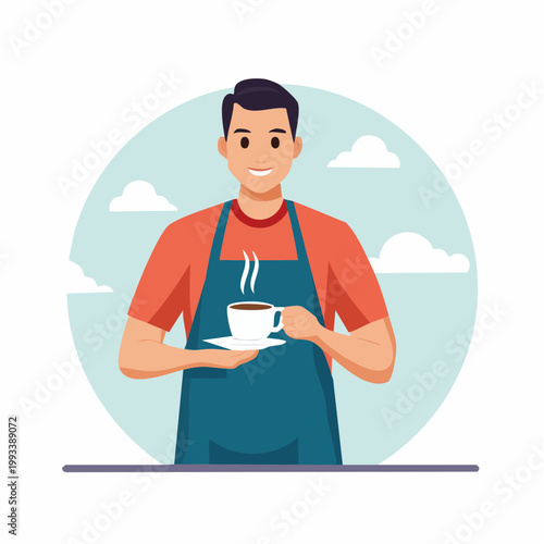 Barista Holding a Cup of Coffee