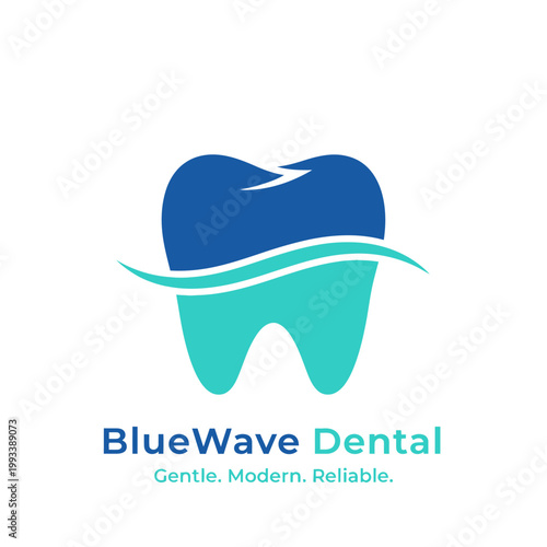 Dental logo with blue tooth icon.