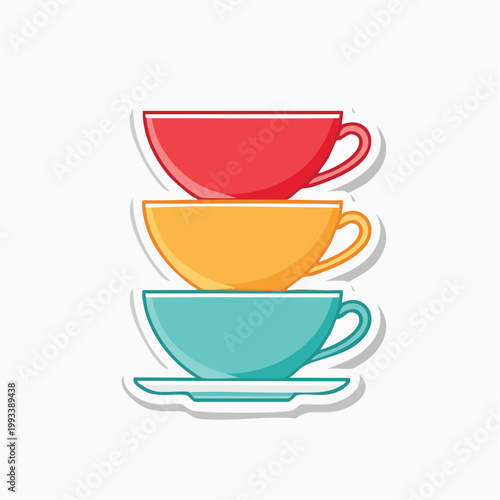 Stack of Three Colorful Coffee Cups