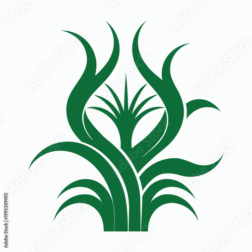 Green plant vector illustration of a floral nature element with leaves and branches isolated on white for a summer garden art design pattern ornament