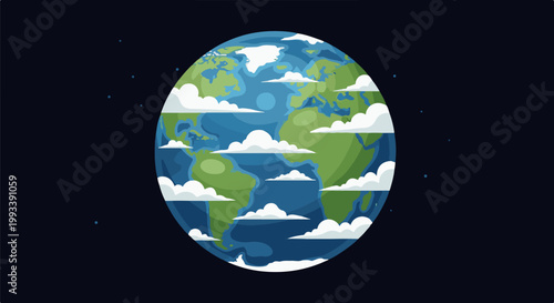 Pixelated Earth in space with clouds and distant stars