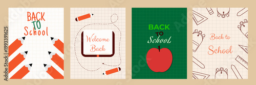 Back to school.A set of vector templates for schools, educational platforms,
stationery stores, and online courses