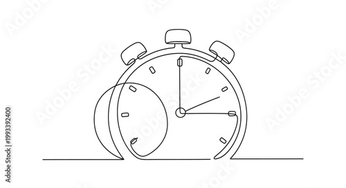 Continuous line drawing of a stopwatch, symbolizing time, speed, and measurement.