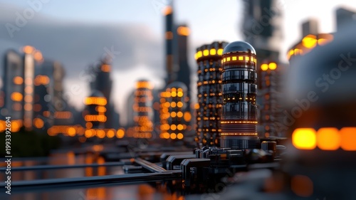 City skyline at night with bright lights view of a bustling city skyline illuminated by countless vibrant lights after dark