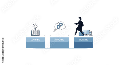 Business concept, workflow optimization, productivity icons, vector illustration