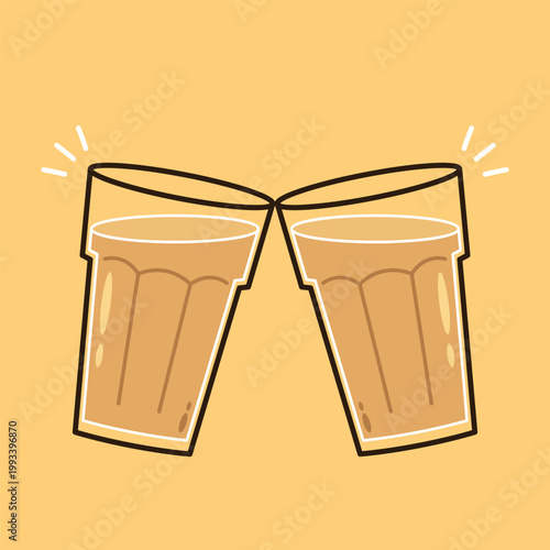 Indian hot drink vector. Indian chai icon. Chai is Indian drink. Kerala tea shop illustration vector eps. Indian Kerala roadside. Kerala tea shop line drawing. Kerala Old.