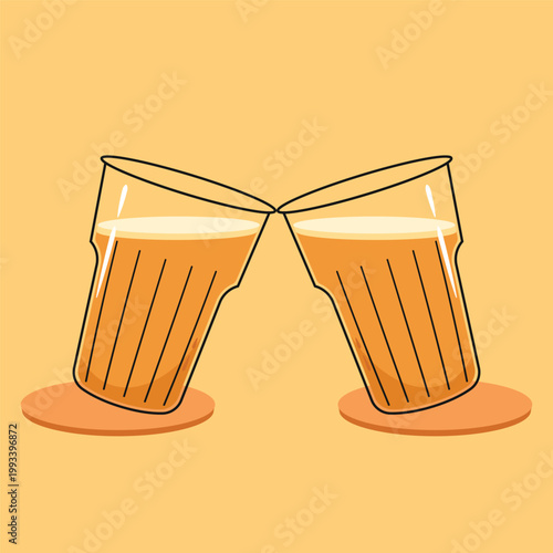 Indian hot drink vector. Indian chai icon. Chai is Indian drink. Kerala tea shop illustration vector eps. Indian Kerala roadside. Kerala tea shop line drawing. Kerala Old.