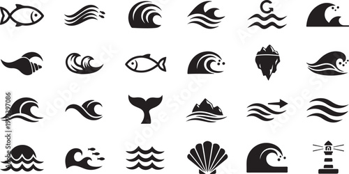 Oceanic Symbols and Icons in Black and White
