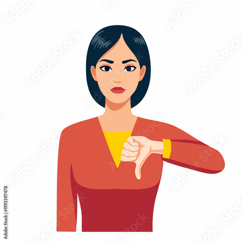 Woman giving thumbs down gesture