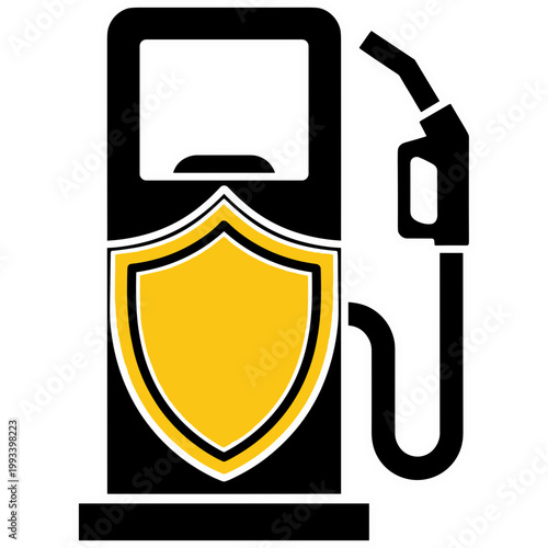 A shield protects a gas pump from potential threats at a fuel station.
