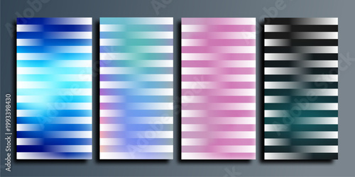 Abstract gradient stripes a modern four panel wall art composition