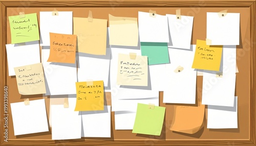 Colorful Sticky Notes on Bulletin Board – Productivity Visual for Editorial, Lifestyle, or Creative Branding Themes