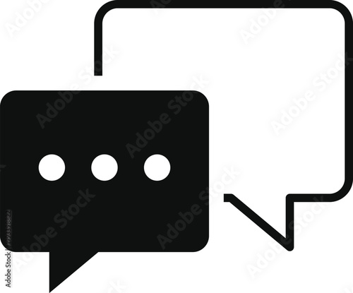 Set of chat and talk icon. Speech bubble and messaging symbols. Help desk and communication design. Online conversation and talk sign. Modern web policy signs