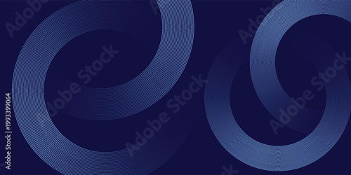 Dark Blue Futuristic Technology Background with Abstract Glowing Circular Line Patterns