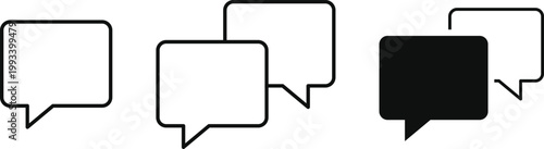Set of chat and talk icon. Speech bubble and messaging symbols. Help desk and communication design. Online conversation and talk sign. Modern web policy signs