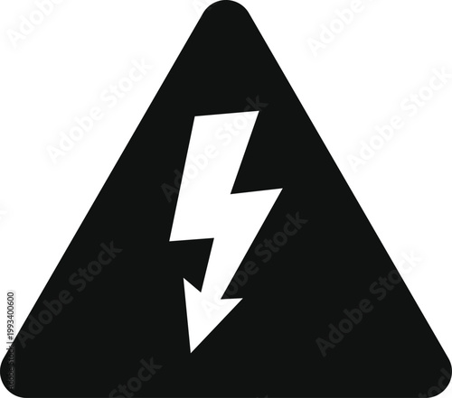 High Voltage Warning Icon Set. Electrical substation and warning design. Power hazard and lightning bolt. Electrical shock and danger symbols
