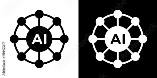 Modern AI model icon representing neural networks, machine learning, and intelligent systems for apps and digital platforms.