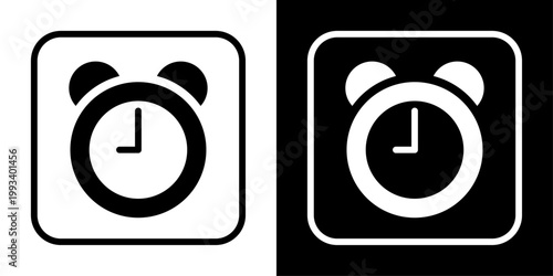 App alarm icon in solid style representing wake up alert, reminder notification, timer function, clock alarm and scheduling control.