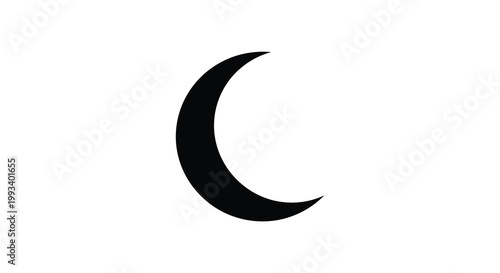 Simple crescent moon graphic with a dark bold silhouette