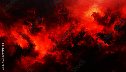 Dark dramatic deep red space nebula watercolor galaxy cosmos glowing abstract texture background vector illustration.