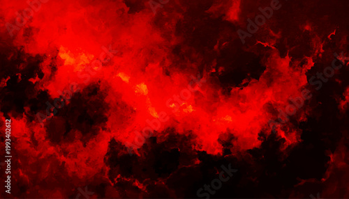 Dark dramatic deep red space nebula watercolor galaxy cosmos glowing abstract texture background vector illustration.